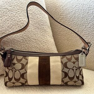 Coach Signature Stripe Demi Baguette Y2K Shoulder Bag NWOT